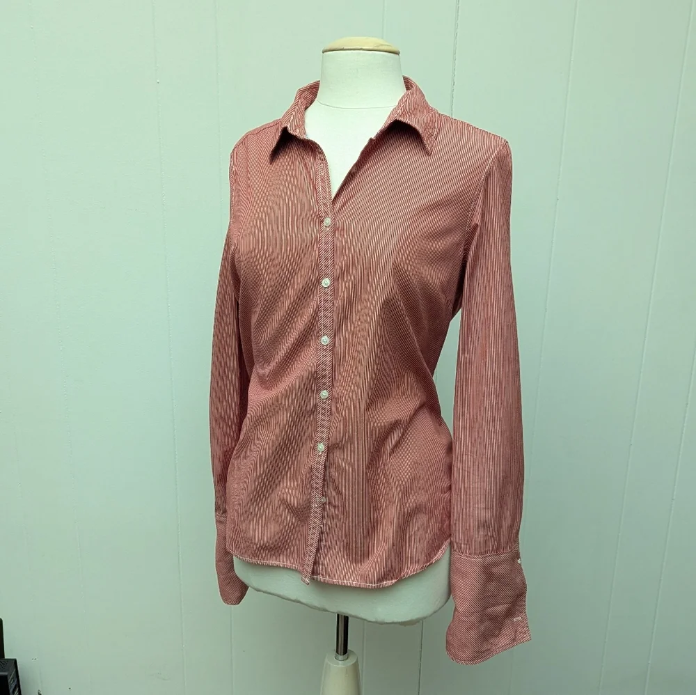 Vintage Y2K Red And White Striped Button Down By Tommy Hilfiger Size L - Picture 3 of 7